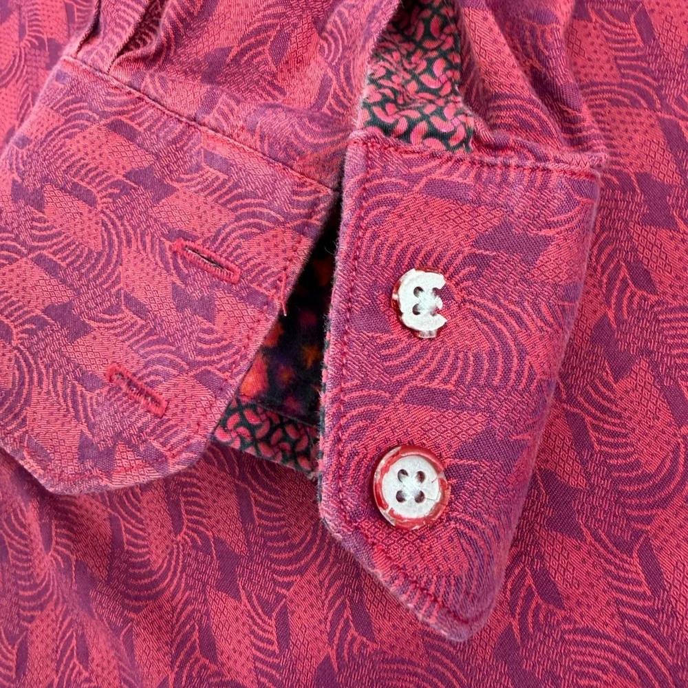 Robert Graham Shirt Mens 4XL Red Geometric Classic Fit Stretch Long Sleeve *READ